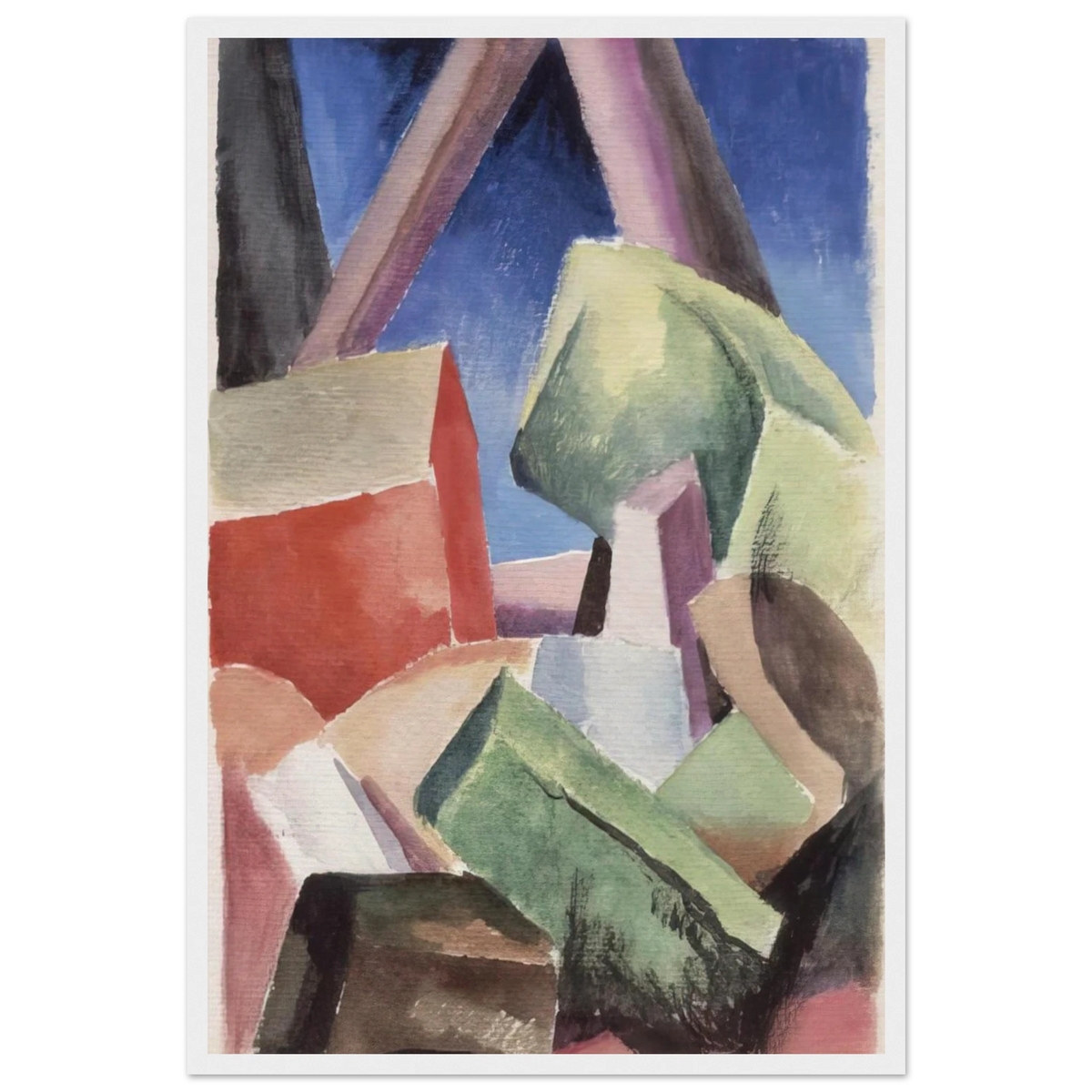 HOUSE IN CUBIST LANDSCAPE 1920 Framed Poster | Thomas Hart Benton Framed Prints Wall Art | Thomas Hart Benton Store