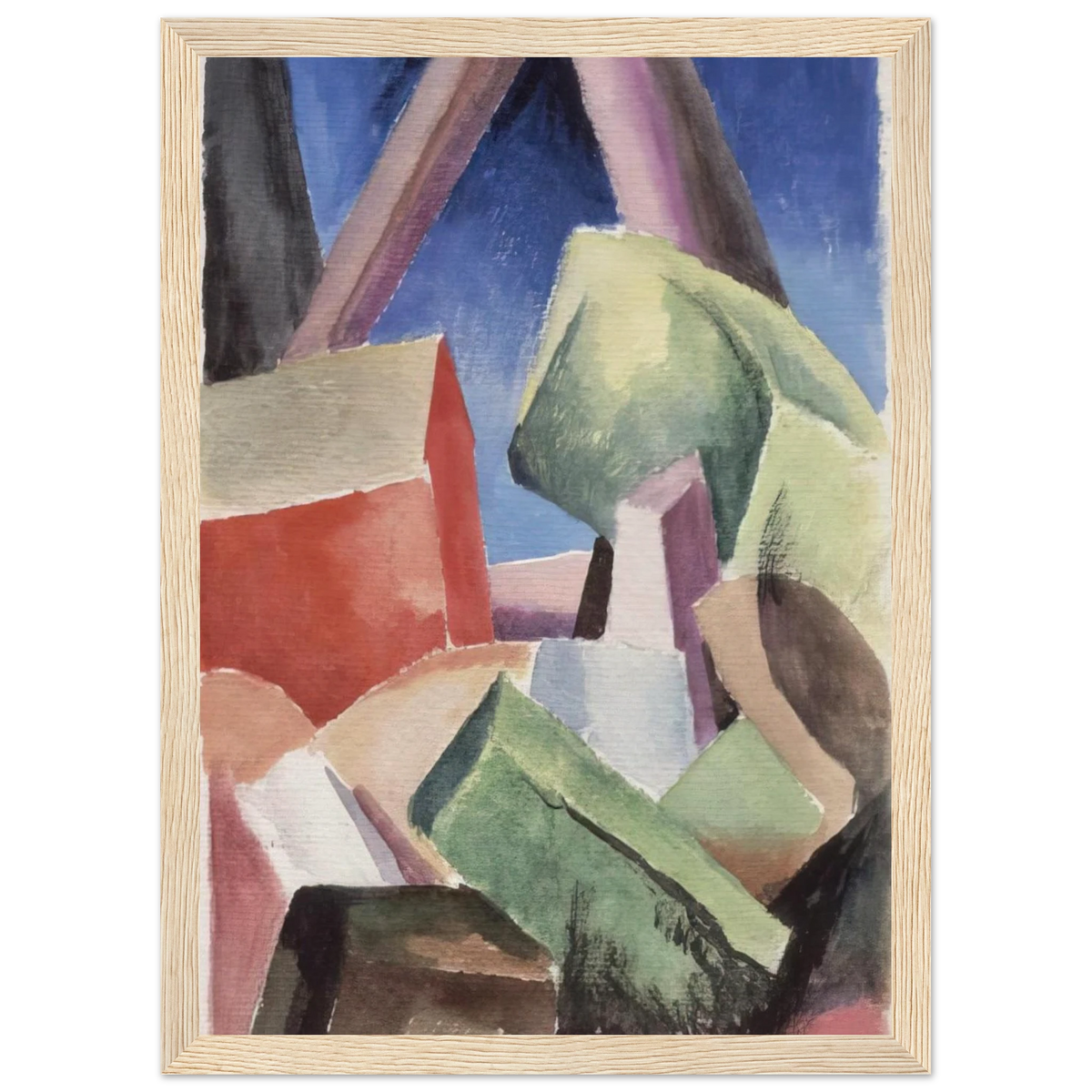 HOUSE IN CUBIST LANDSCAPE 1920 Framed Poster | Thomas Hart Benton Framed Prints Wall Art | Thomas Hart Benton Store