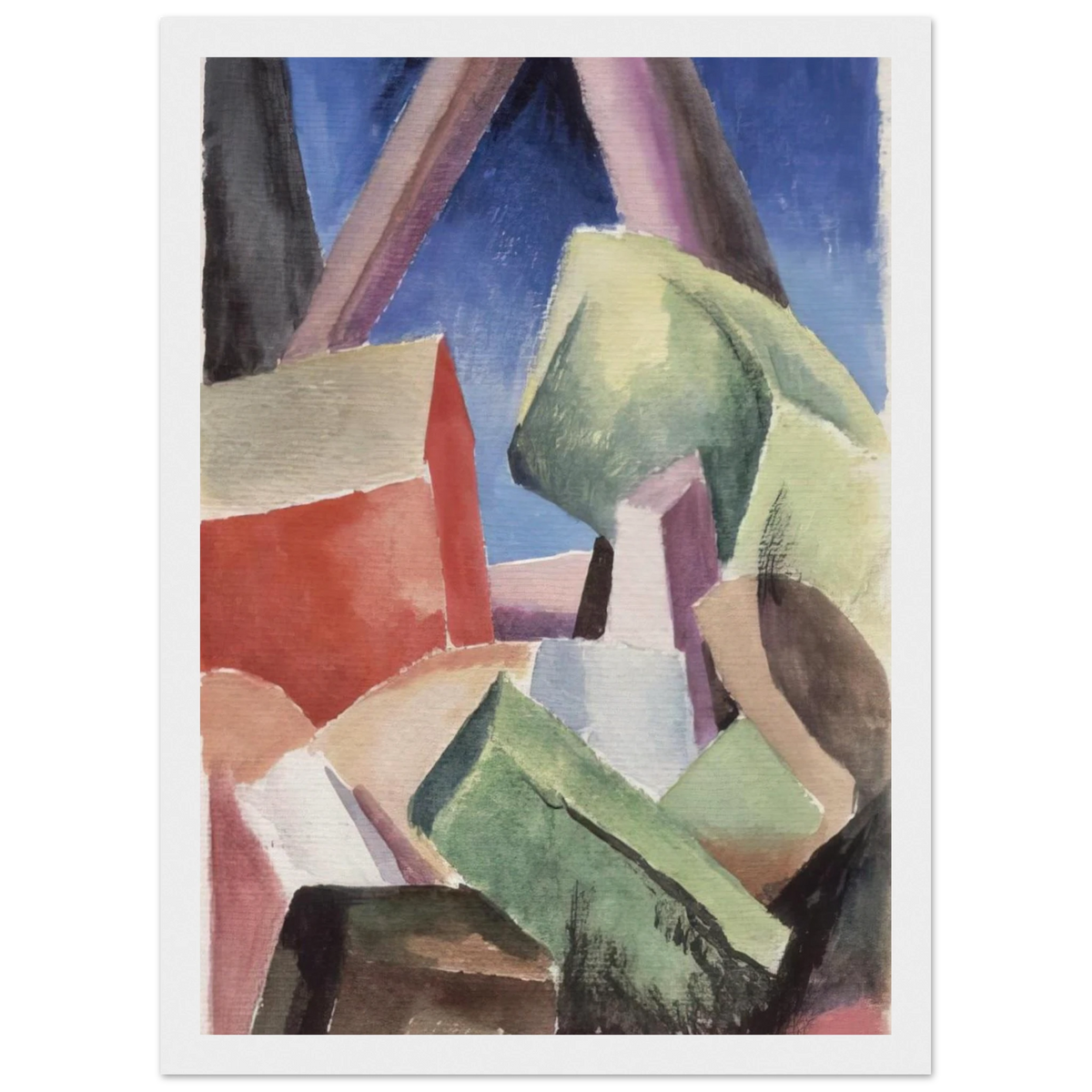 HOUSE IN CUBIST LANDSCAPE 1920 Framed Poster | Thomas Hart Benton Framed Prints Wall Art | Thomas Hart Benton Store