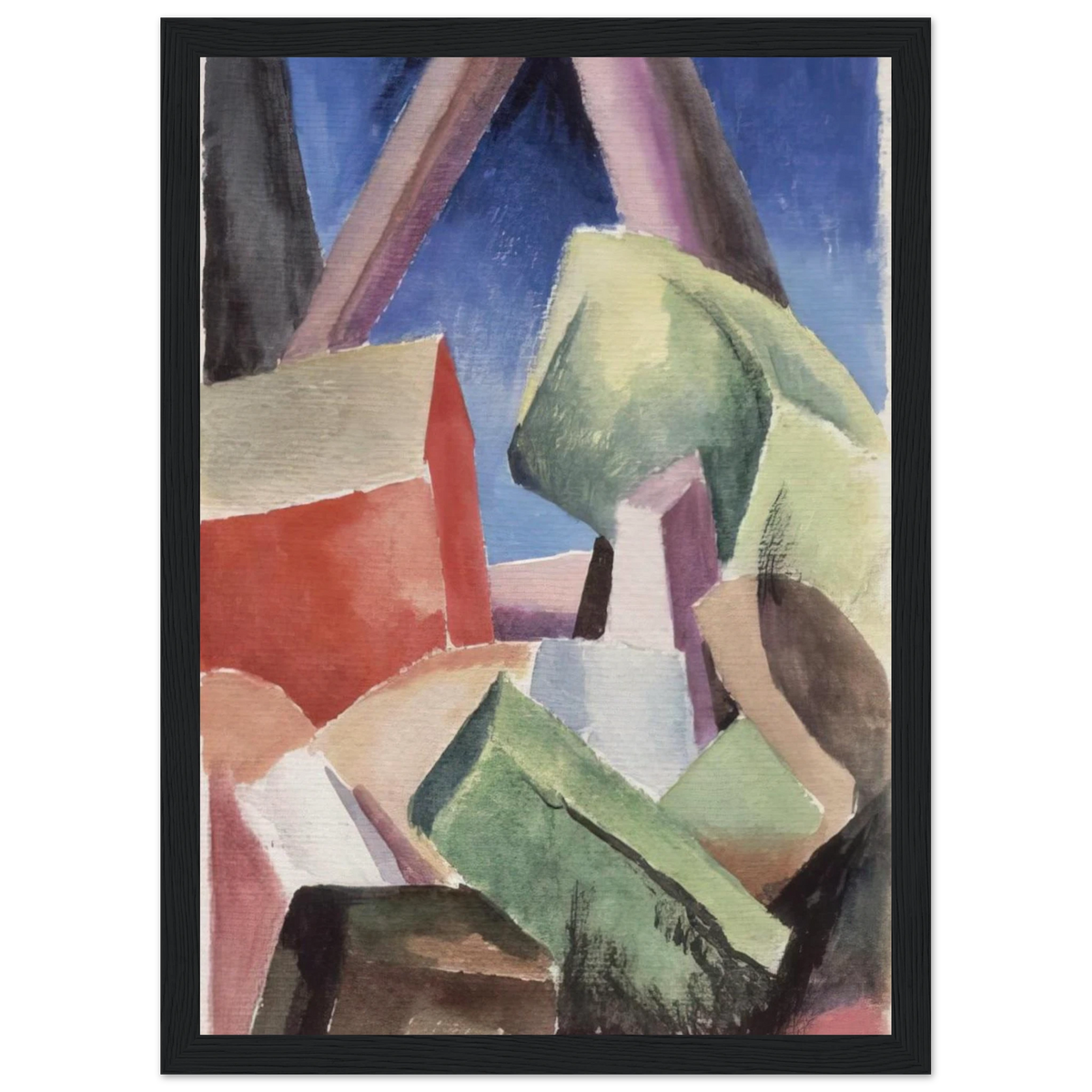 HOUSE IN CUBIST LANDSCAPE 1920 Framed Poster | Thomas Hart Benton Framed Prints Wall Art | Thomas Hart Benton Store