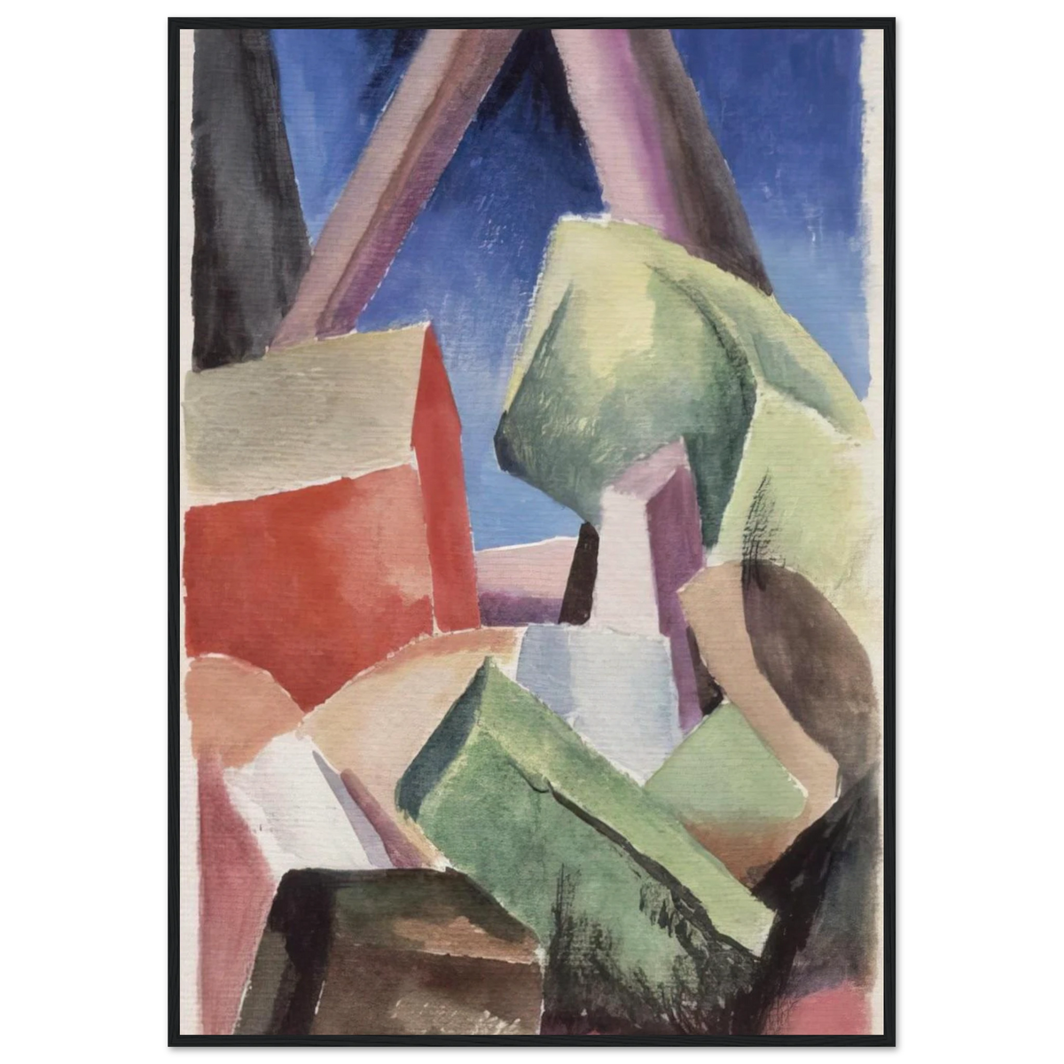 HOUSE IN CUBIST LANDSCAPE 1920 Framed Poster | Thomas Hart Benton Framed Prints Wall Art | Thomas Hart Benton Store