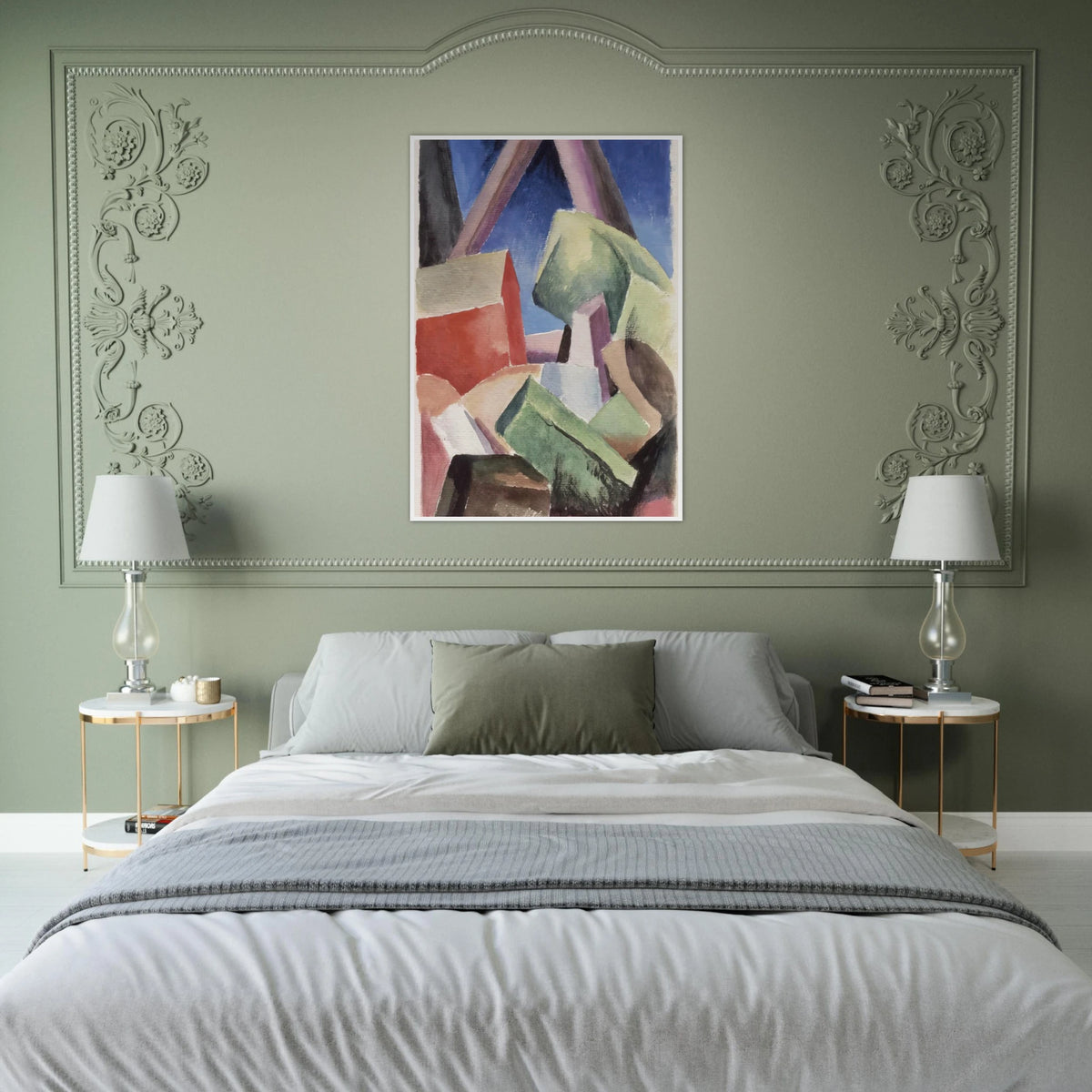 HOUSE IN CUBIST LANDSCAPE 1920 Framed Poster | Thomas Hart Benton Framed Prints Wall Art | Thomas Hart Benton Store