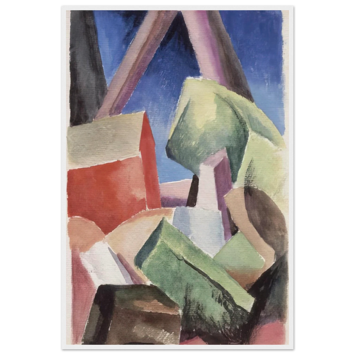 HOUSE IN CUBIST LANDSCAPE 1920 Framed Poster | Thomas Hart Benton Framed Prints Wall Art | Thomas Hart Benton Store
