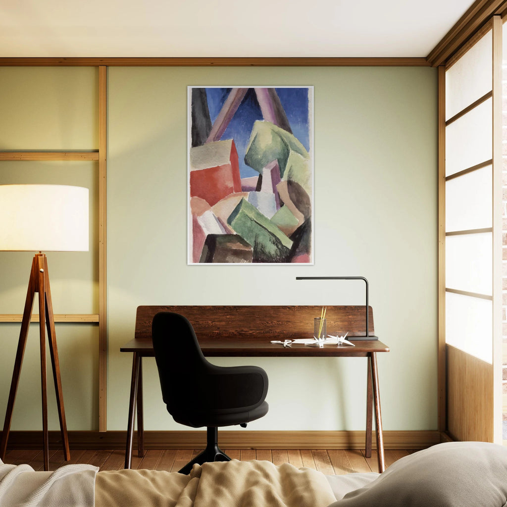 HOUSE IN CUBIST LANDSCAPE 1920 Framed Poster | Thomas Hart Benton Framed Prints Wall Art | Thomas Hart Benton Store