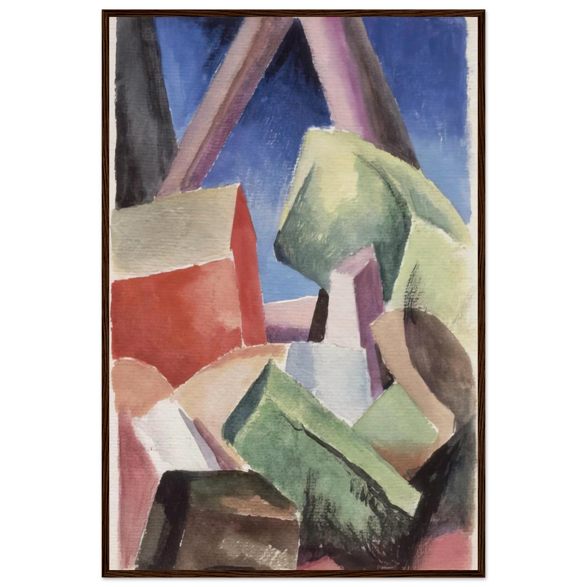 HOUSE IN CUBIST LANDSCAPE 1920 Framed Poster | Thomas Hart Benton Framed Prints Wall Art | Thomas Hart Benton Store