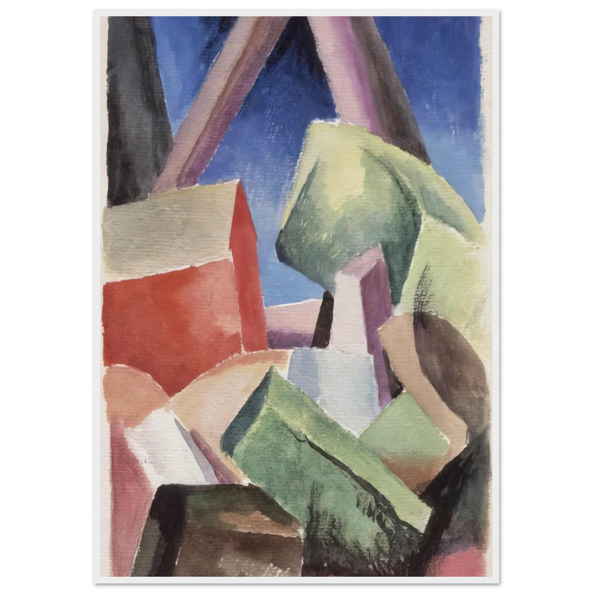 HOUSE IN CUBIST LANDSCAPE 1920 Framed Poster | Thomas Hart Benton Framed Prints Wall Art | Thomas Hart Benton Store