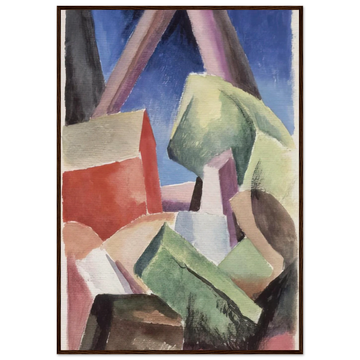 HOUSE IN CUBIST LANDSCAPE 1920 Framed Poster | Thomas Hart Benton Framed Prints Wall Art | Thomas Hart Benton Store